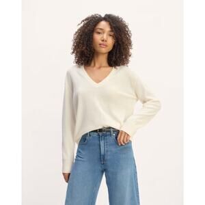 Everlane Sweater Women's Medium 90% Cashmere V-Neck Minimalist Neutral Classic